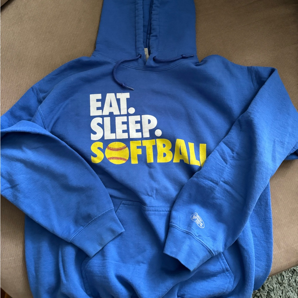 Blue Softball Design Hoodie
